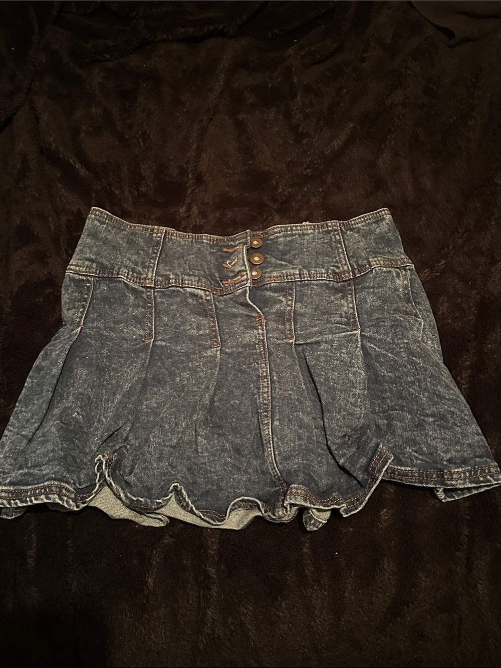 No Boundaries Acid Wash Denim High-Low Mini Skirt - Blue